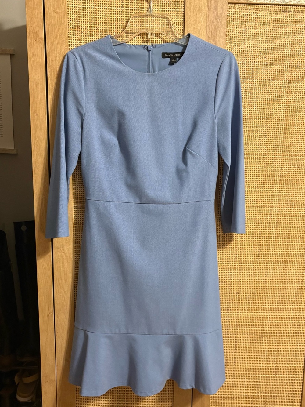 Banana Republic Light Blue Sheath Dress with Flounce Hem